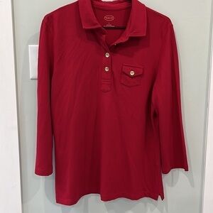 Talbots 3/4 sleeve red polo shirt bliuse women’s  Large